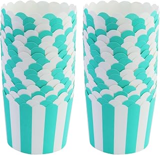 55 Pieces Cupcake Wraps for Cupcake Baking, Disposable Muffin, Green Stripes Cupcake Wraps Paper Cupcake Baking Cupcake, Ø 7cm Cupcake Wraps for Party, Birthday