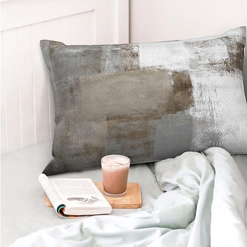 Miniatura 2 de Fundas de almohada de color marrón y gris fundas de almohada modernas de pintura abstracta para sofá fundas de almohada grises y blancas de 12 x 20
