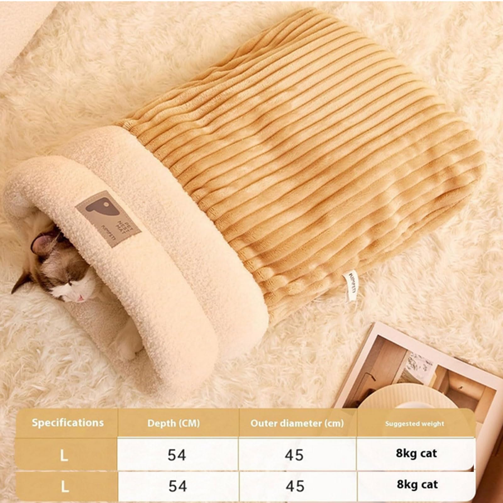 Wmzjnljy 1pc 54 * 45cm Cat Sleeping Bag Cat Winter Sleeping Bag Soft Plush Warm Pet Sleeping Bag for Indoor Cats Cat Cave Bed for Indoor Cats, Cat Hideaways Pet Snuggle Sack for Kitten Puppy(Z69-1) - Image 2