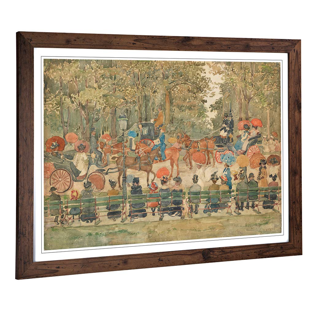 Big Box Art Framed Print of Maurice Pendergrast Central Park 2 Design | Wall Art Picture | Home Decor for Kitchen, Living Room, Bedroom, Hallway, Walnut, A2 / 24.5x18 Inch / 62x45cm