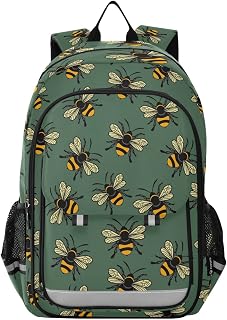 Cute Bee Backpack Bookbag Laptop Notebook Bag Casual Travel Trip Daypack for Women Men Fits 15.6 Laptop