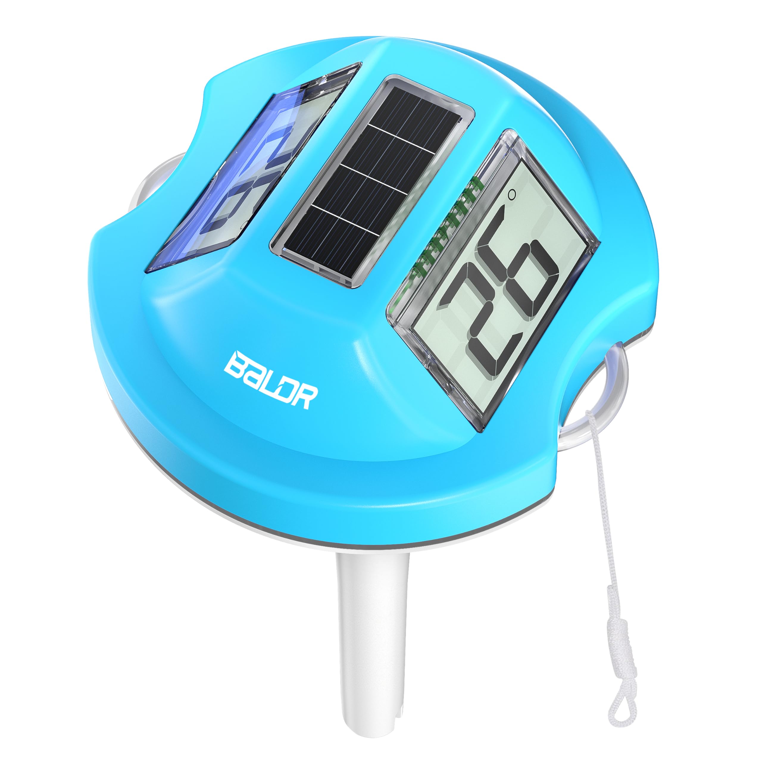 Termómetro piscina solar flotante BALDR con doble pantalla antirreflejos, IPX7 impermeable para piscinas, spa y estanques, lectura fácil(Azul)