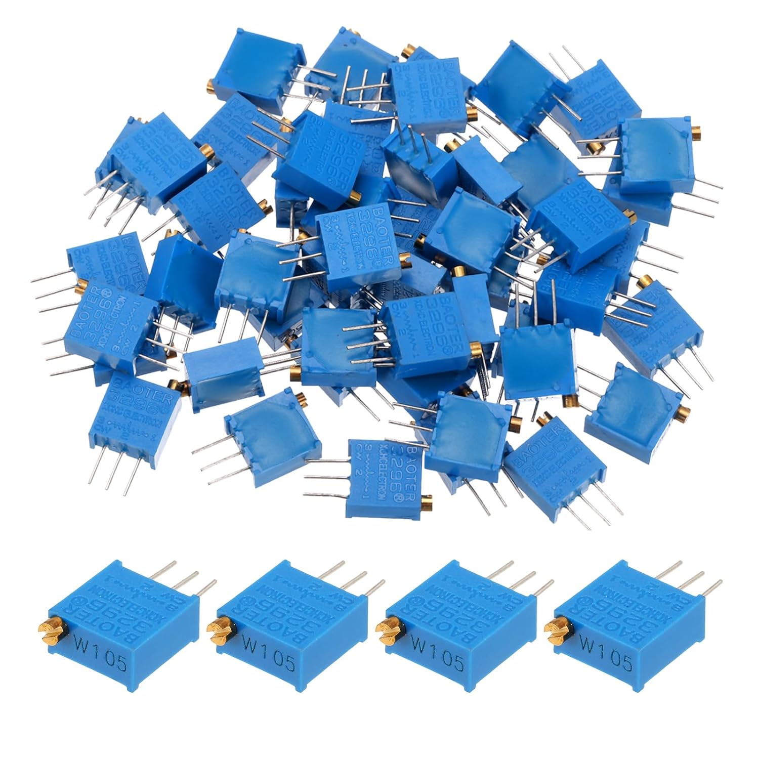 MECCANIXITY 30Pcs 5K Ohm Multiturn Trimmer Potentiometer, 3296W Top Adjustable Variable Resistor High Precision Potentiometer for Precision Circuit Adjustment, DIY Electronics Projects