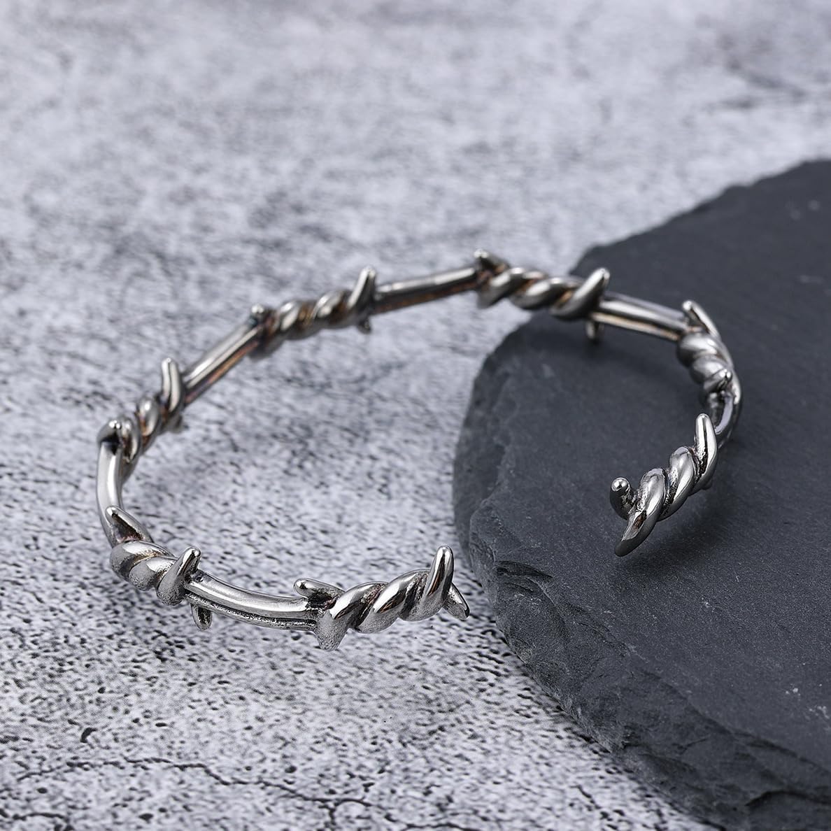 TURTLEDOVE Retro Twisted Cuff Bangle Bracelet Metal Crown of Thorns, Barbed Wire Bracelet for Men Women - Image 2