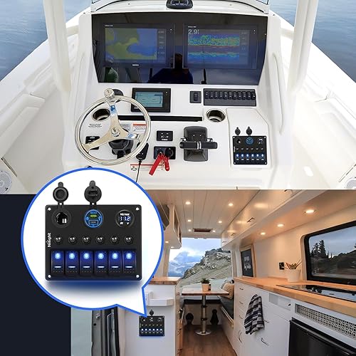 Miniatura 7 de Nilight Panel de interruptor basculante de 6 bandas, paneles de aluminio precableados impermeables con PD tipo C y encendedor de cigarrillos USB,