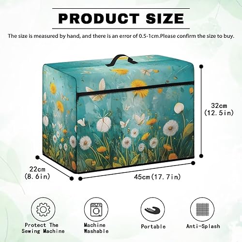 Miniatura 268 de Funda para máquina de coser de mariposas y flores con prácticos bolsillos, funda protectora con asa, para la mayoría de máquinas de coser estándar