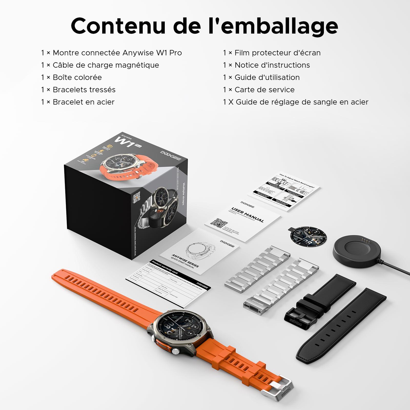 Anywise W1 Pro Montre Connectée Femme Homme, 1.43" AMOLED HD, Cartes Hors Ligne, Cardiofréquencemètre, Sommeil, 12 Jours Autonomie, 170+ Modes Sport, Bluetooth Appel, Compatible Android/iOS