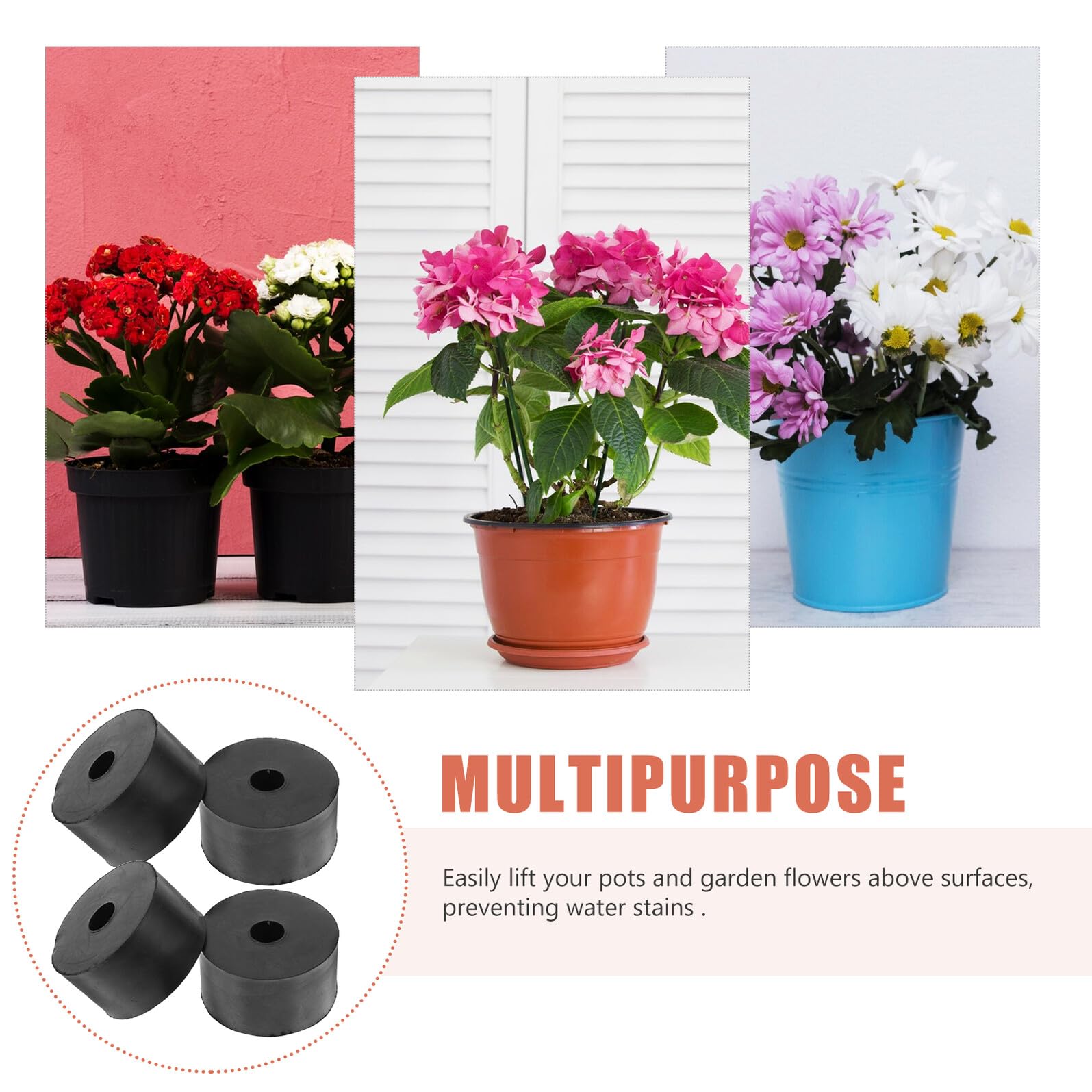 Toyvian 8 Stück Runde Füße für Blumentöpfe aus Schwarzem Gummi Stoßfeste Topfaufzüge mit Anti Rutsch Funktion für Rasen und Gartenbereich