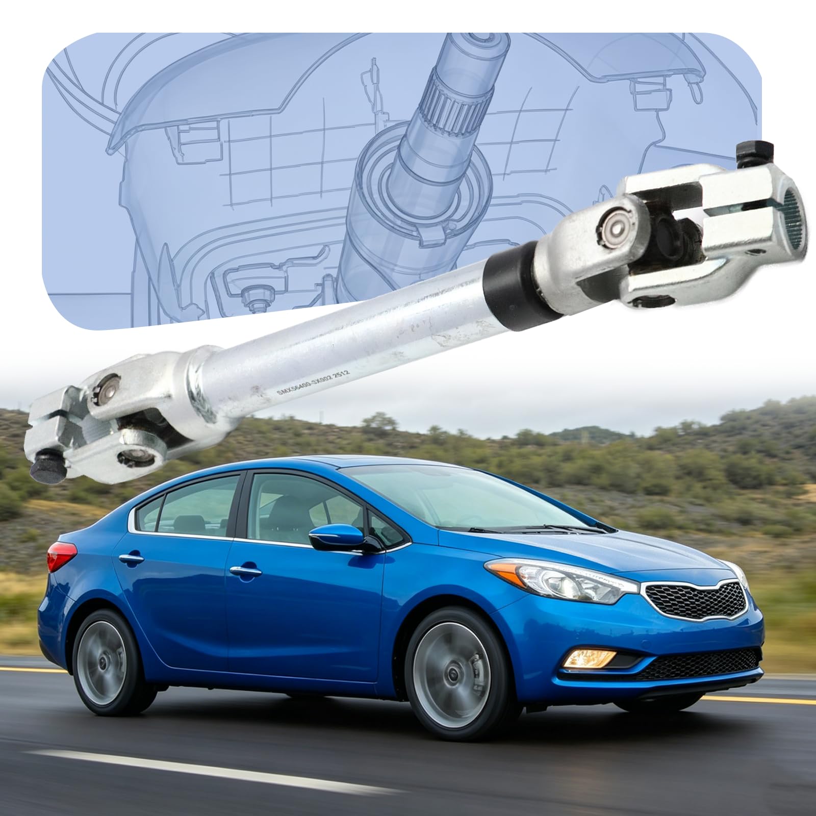 Kolumna kierownicy wał pośredni do Forte Koup 5 hatchback Elantra Coupé Elantra GT, bardzo wytrzymały montaż wału kierowniczego 564003 x 002, stop stali, nierdzewny wał wahacza pośredniego