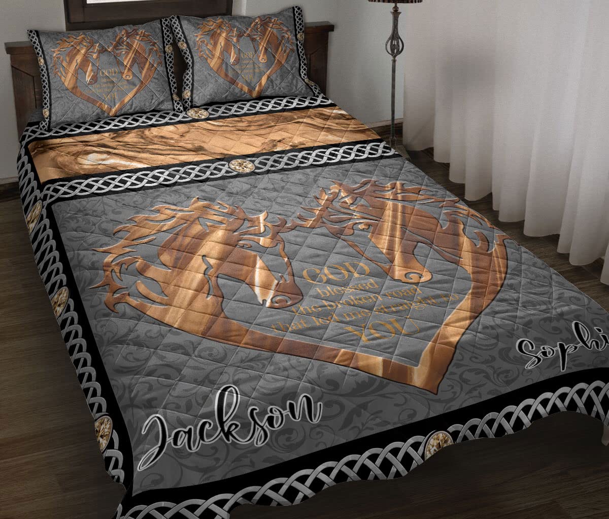 Couple Precious Moment First Year Love Together Anniversary Valentine's Day Romantic Quilt Bed Set P
