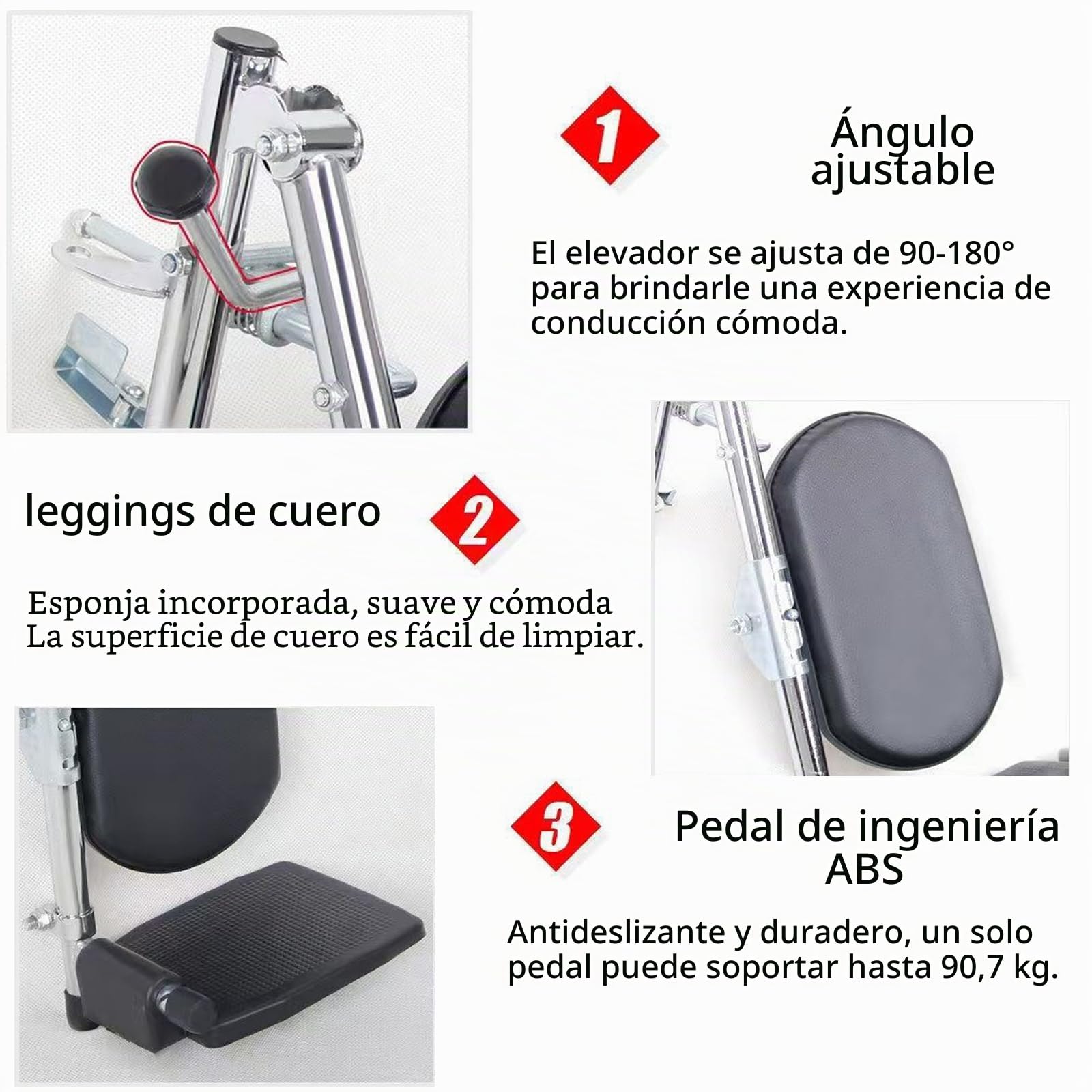Reposapiernas Elevadores para Sillas De Ruedas: Universal, Soporte De Pedal Único: 100 Kg, Ángulo Ajustable (90°-180°), Fácil Instalación, con Acolchado, para Personas Mayores,Right