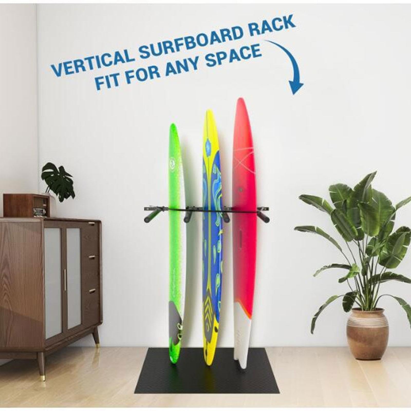 Porta Tavola da Surf Verticale Supporto a Muro Rastrelliera Regolabile Espositore con Cinghie in Lattice E Imbottitura Anti Graffio Adatto per Organi