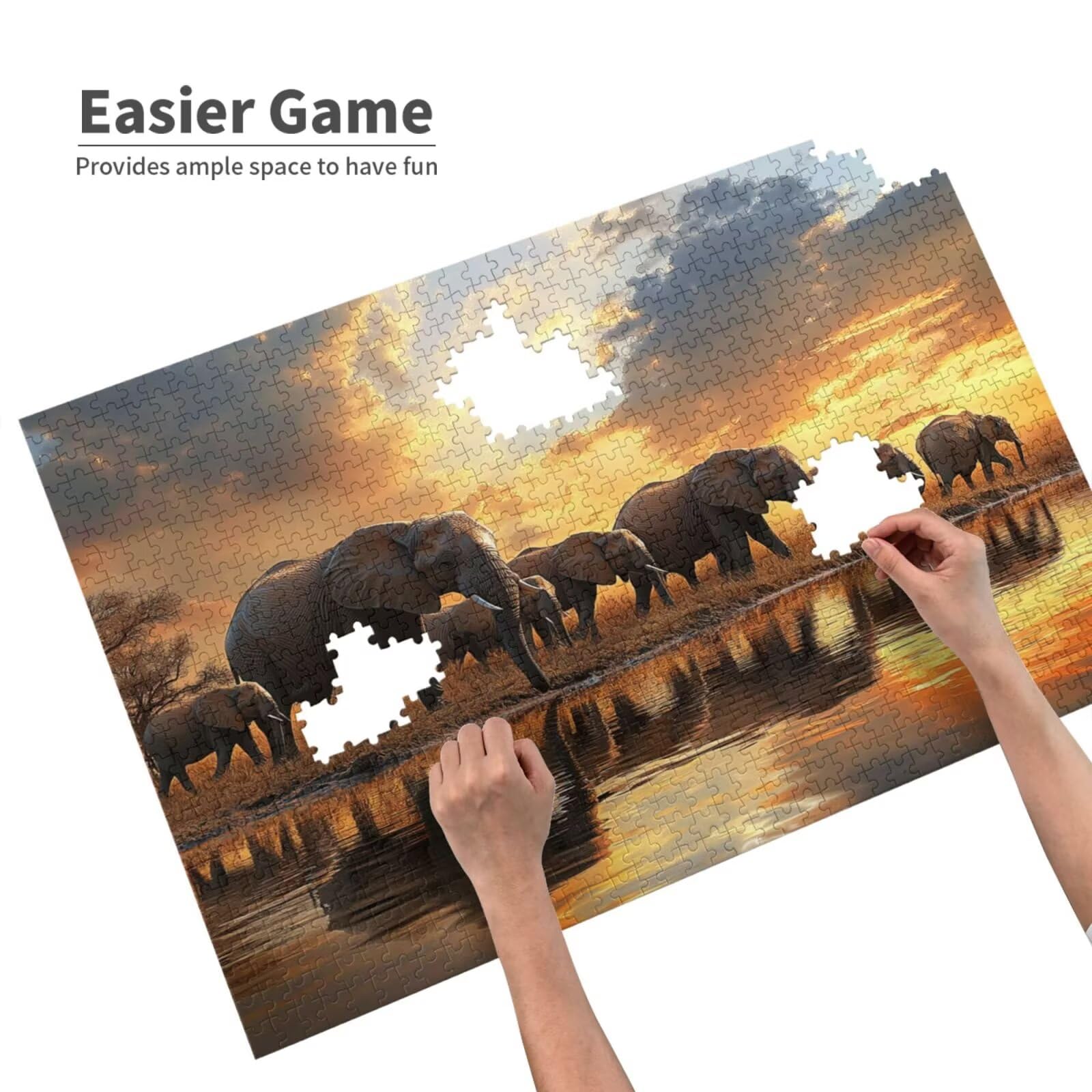 Puzzle Elefant Puzzle 3000 Teile Wiese Puzzles Erwachsene mit Geschenkbox, DIY Groß Holzpuzzle für Erwachsene, Geschicklichkeitsspiel für Die Ganze Familie Geschenke für Frauen 81 x 122 cm -85y