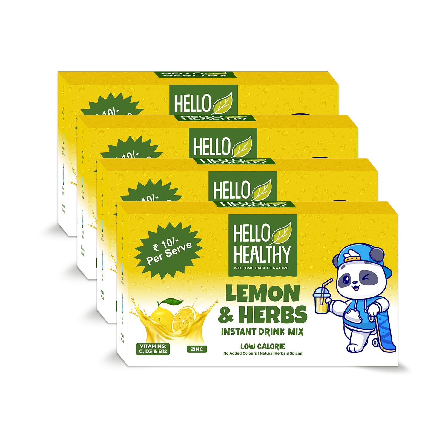 Hello Healthy Lemon & Herbs Mix Instant Drink | 80 Sachets | Enrich with Vitamin C | Summer Drink | Ready to Drink | No Artificial Flavors | Refreshing Drink (Pack of 4) (B0CKXJ644L) Amazon Price History, Amazon Price Tracker