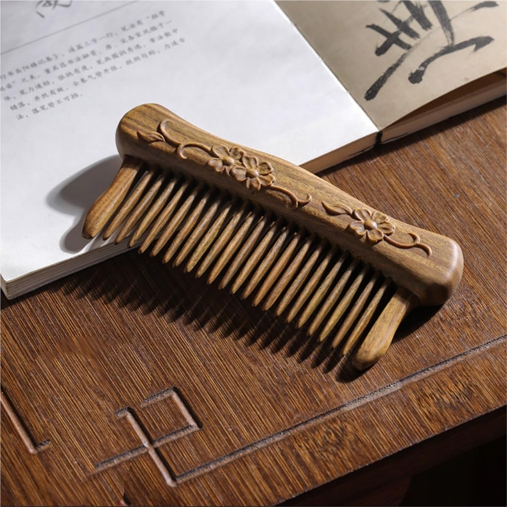 Peruka Grzebień Solid Wood Massage Comb Scalp Care Tool Men's Beard Comb Retro Fine-tooth Comb Suitable for All Hair Types Duże grzebienie do włosów
