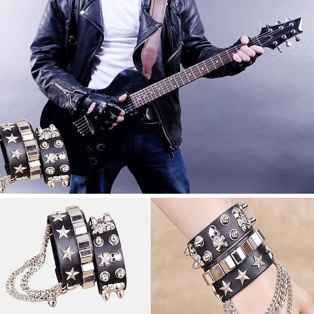 90s Punk Accessories 7PCS Cosplay Set for Men Women Halloween Party 90s Punk Accessories 7PCS Rocker Cosplay Set for 70s 80s Men  main image 2