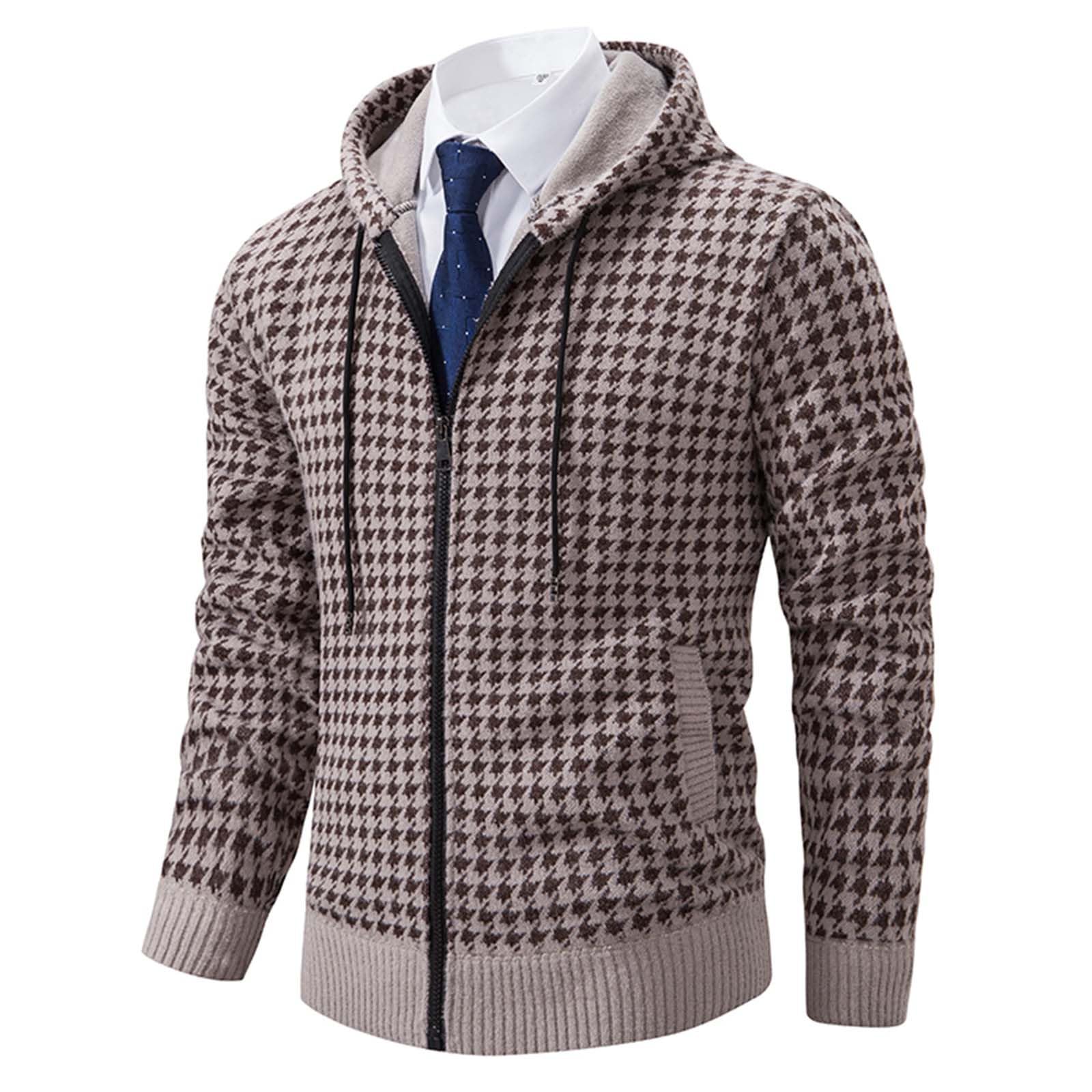 Pull Zipper Homme, Pull Camionneur Homme Travail Manteau De Chandail DéContracté De Mode d'automne Et d'hiver des Hommes avec Le Cardigan Tricoté par Pull Rembourré De Velours