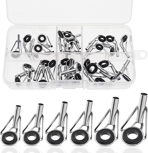 Kit de reparación de puntas de guía de caña de pescar, repuesto de reparación de caña de pescar, anillo de cerámica de acero inoxidable, anillo de
