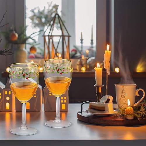 Miniatura 6 de Nitial 12 Pcs Christmas Wine Glasses Set, 6.8 oz Festive Holiday Drinkware with Stem Wineglass Gift, Ideal for Red or White Wine at Christmas