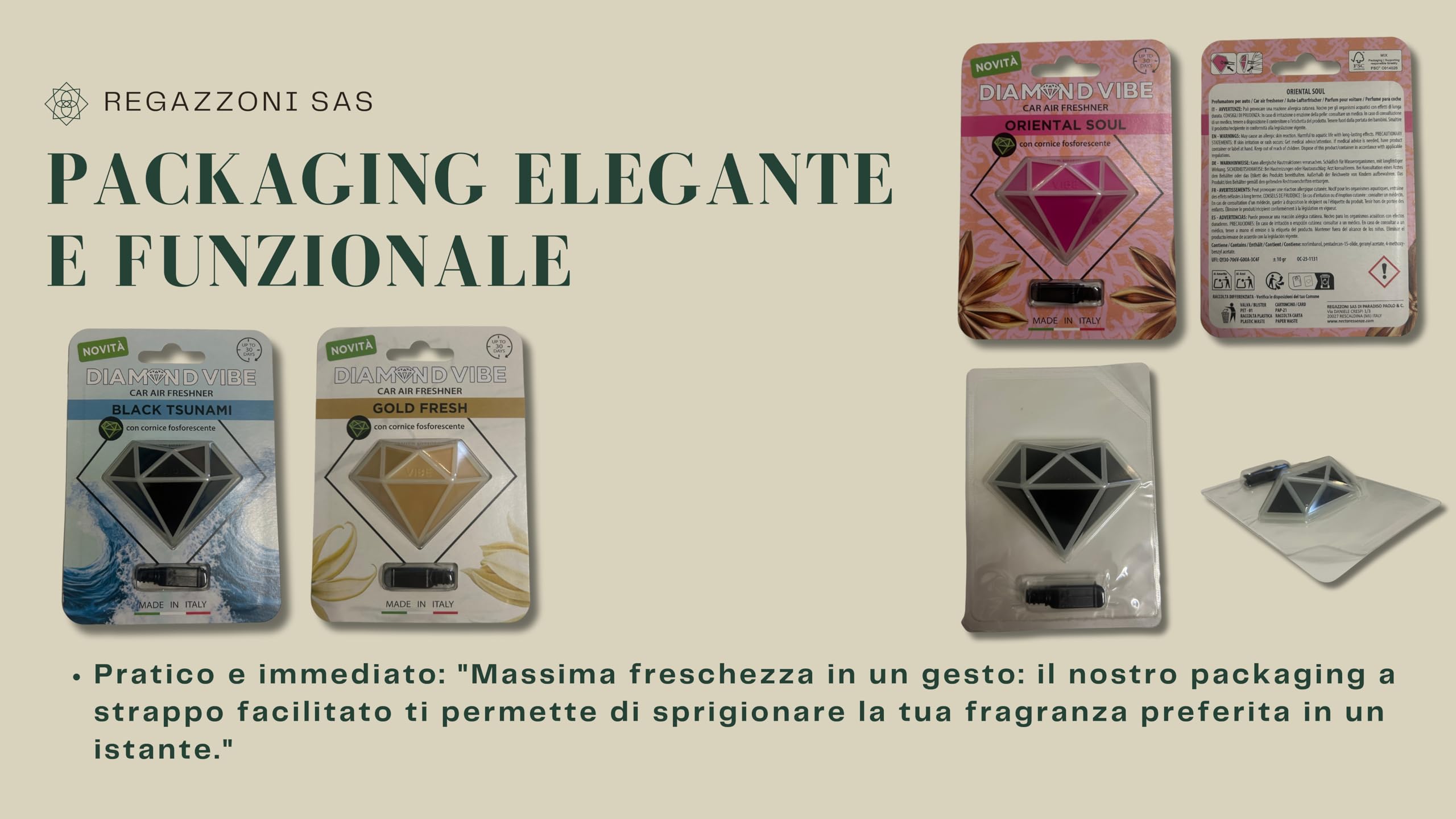 Diamond Vibe Profumatore Auto Fosforescenti