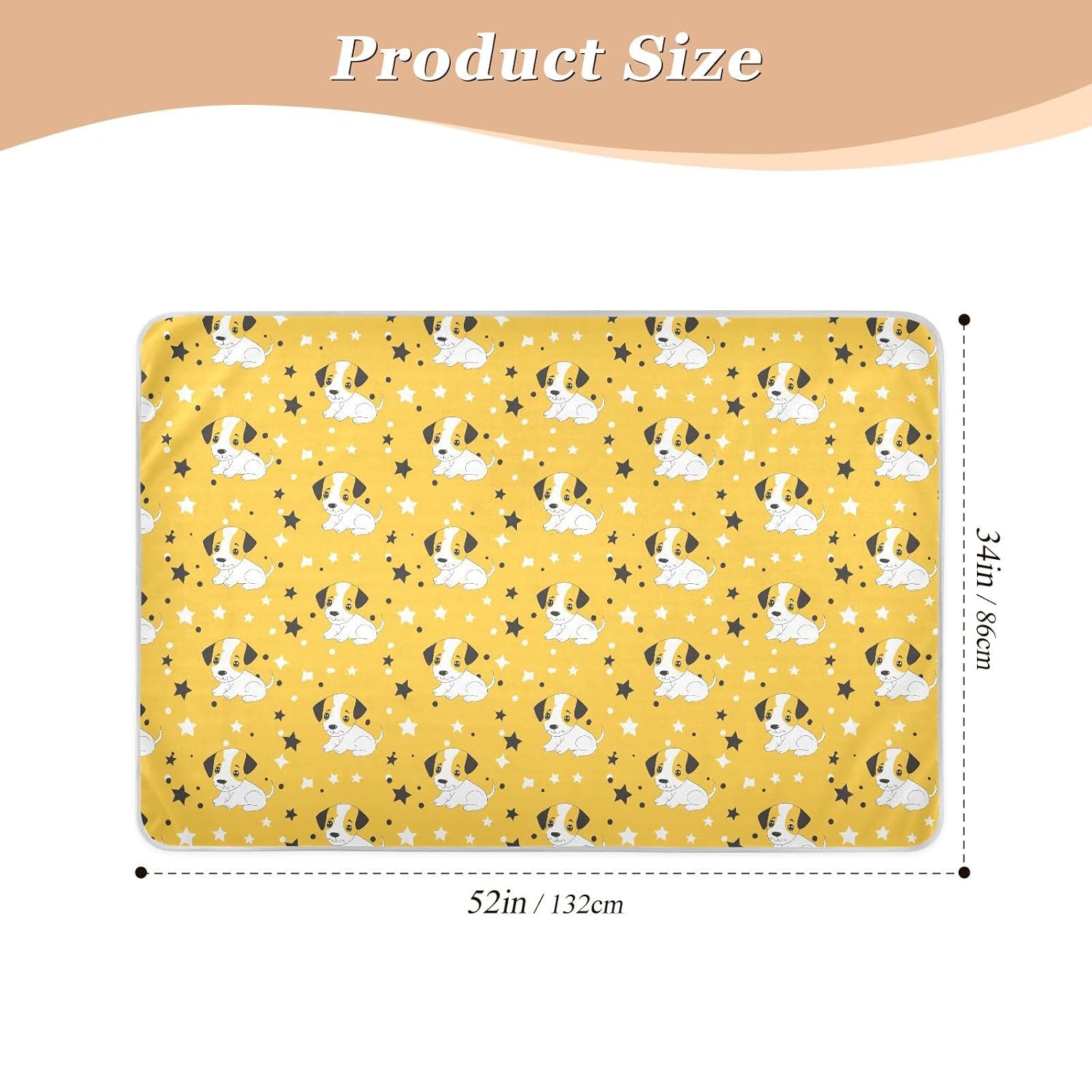 Yellow Playful Cute Puppy Extra Large Resuable Changing Pad Covers Soft Absorbent Potty Training Sheets Cover Cute Cool Travel Mattress for Kids Adults Pets, 52" L x 34" W