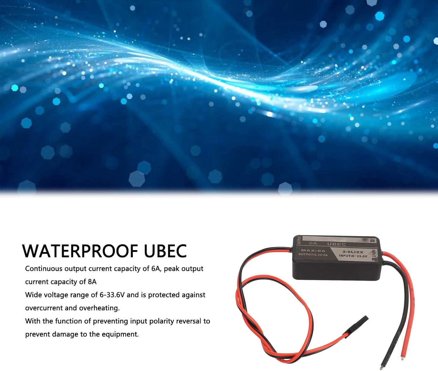 UBEC, 5.3V 6A 8A Output 633.6V Input, Overcurrent Overheat Protection, with Sync Rectifier Switching Power Supply Control Chip, for Multiple Voltage Equipment