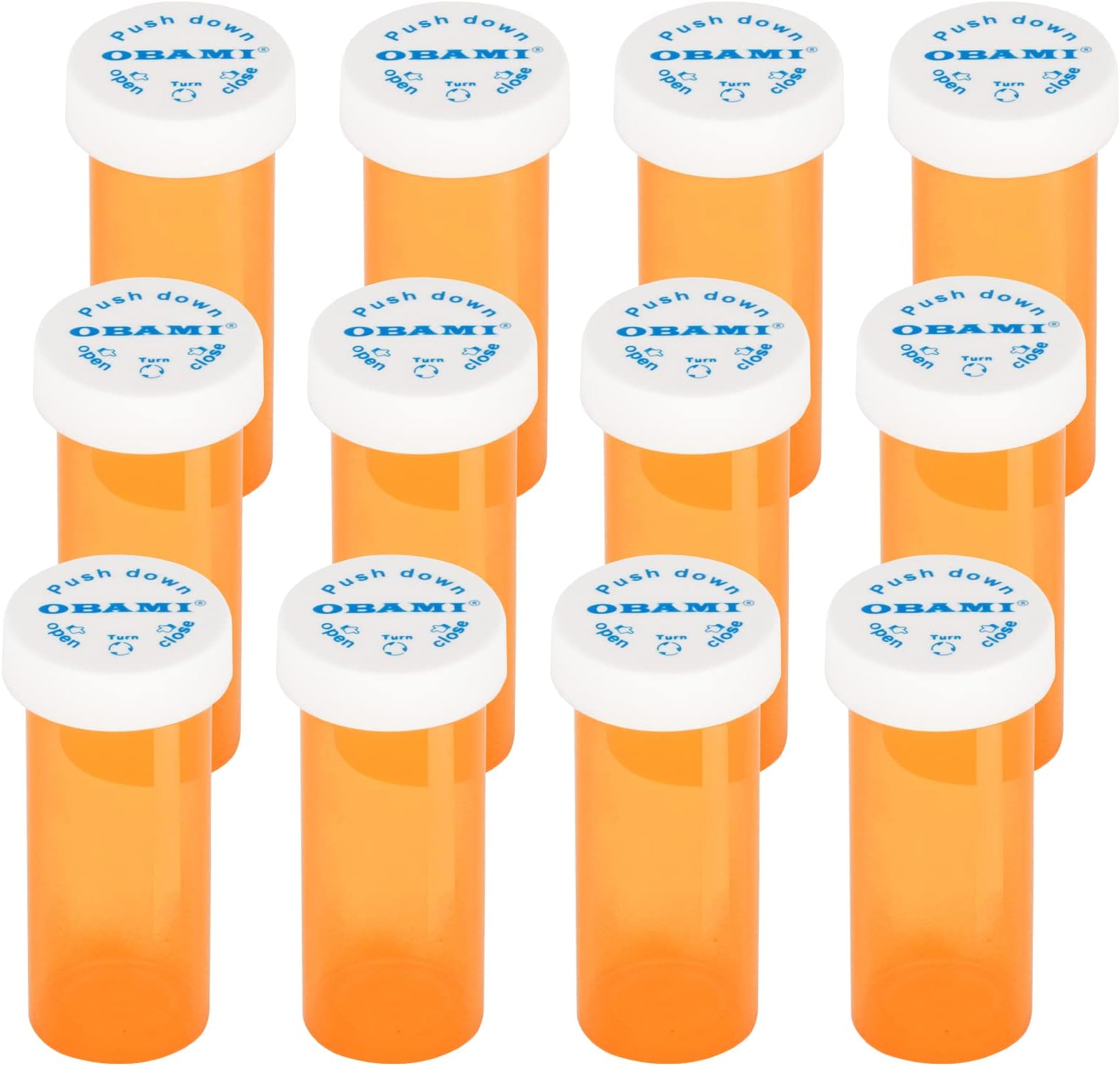 Plastic Medicine Pill Bottles with Child Resistant Caps - Push Down and Turn - Prescription Vial, Medicine Container, Pill Bottle (6 Dram, 12pcs)