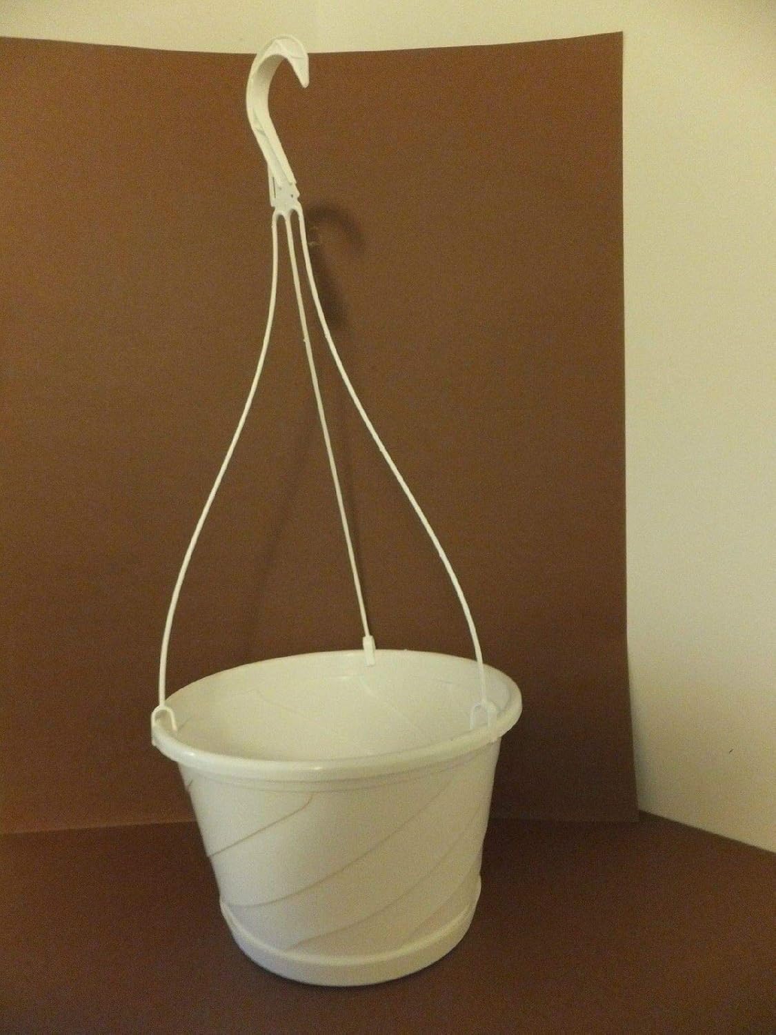 10" White Plastic Hanging Baskets with Saucer (Set of 5