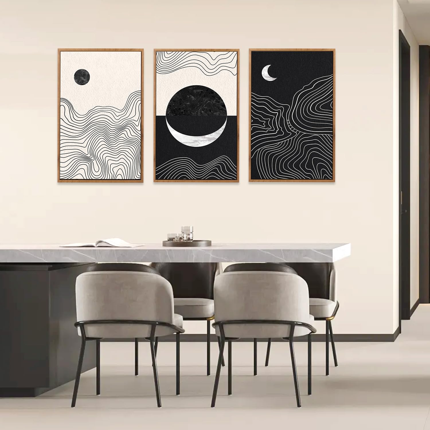 Amazon.com: CHDITB Abstract Moon Phases Framed Canvas Art Prints