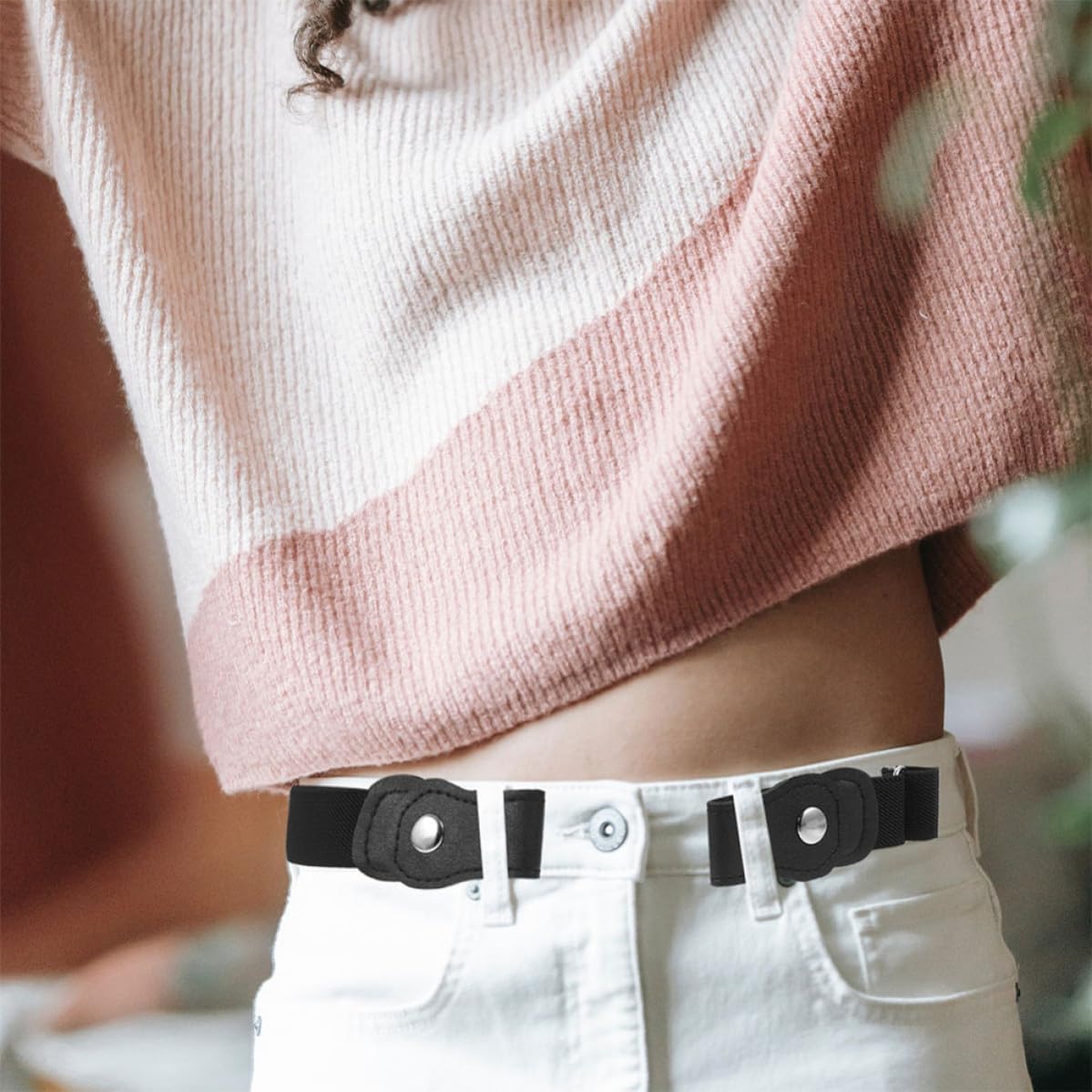 2pcs Adjustable No Buckle Waist Belt for Boys, Comfortable Elastic Stretch Waistband with Artificial Leather and Cloth, Simple Design Decorative Belts for Jeans and Dresses