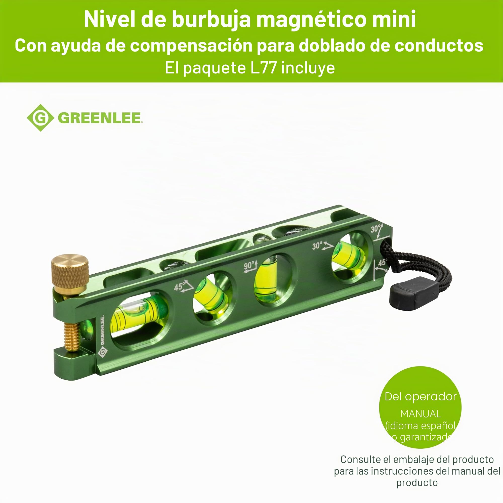 Greenlee Mini nivel de burbuja magnética L77