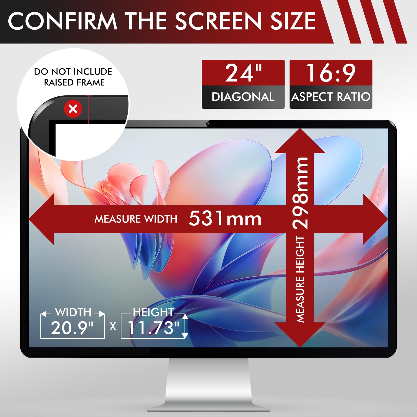 SOPPY Filtro privacy per computer da 24 pollici per monitor 16:9, pellicola protettiva rimovibile per la privacy, anti luce blu, antiriflesso, pellicola per la privacy del computer per monitor da 24