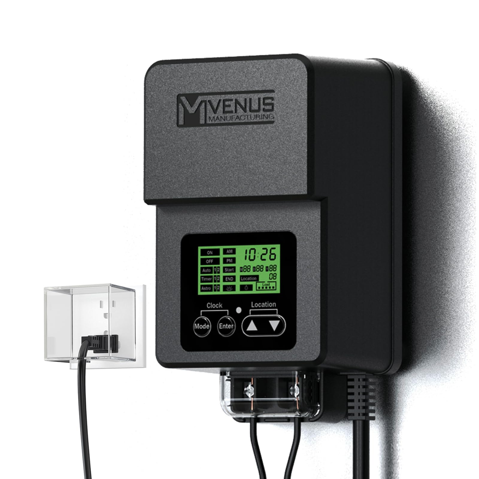VENUS MANUFACTURING Outdoor Low Voltage Transformer 120W Landscape Lighting Transformer with Timer and Built-in Photo Sensor 120V AC to 12V AC for LED