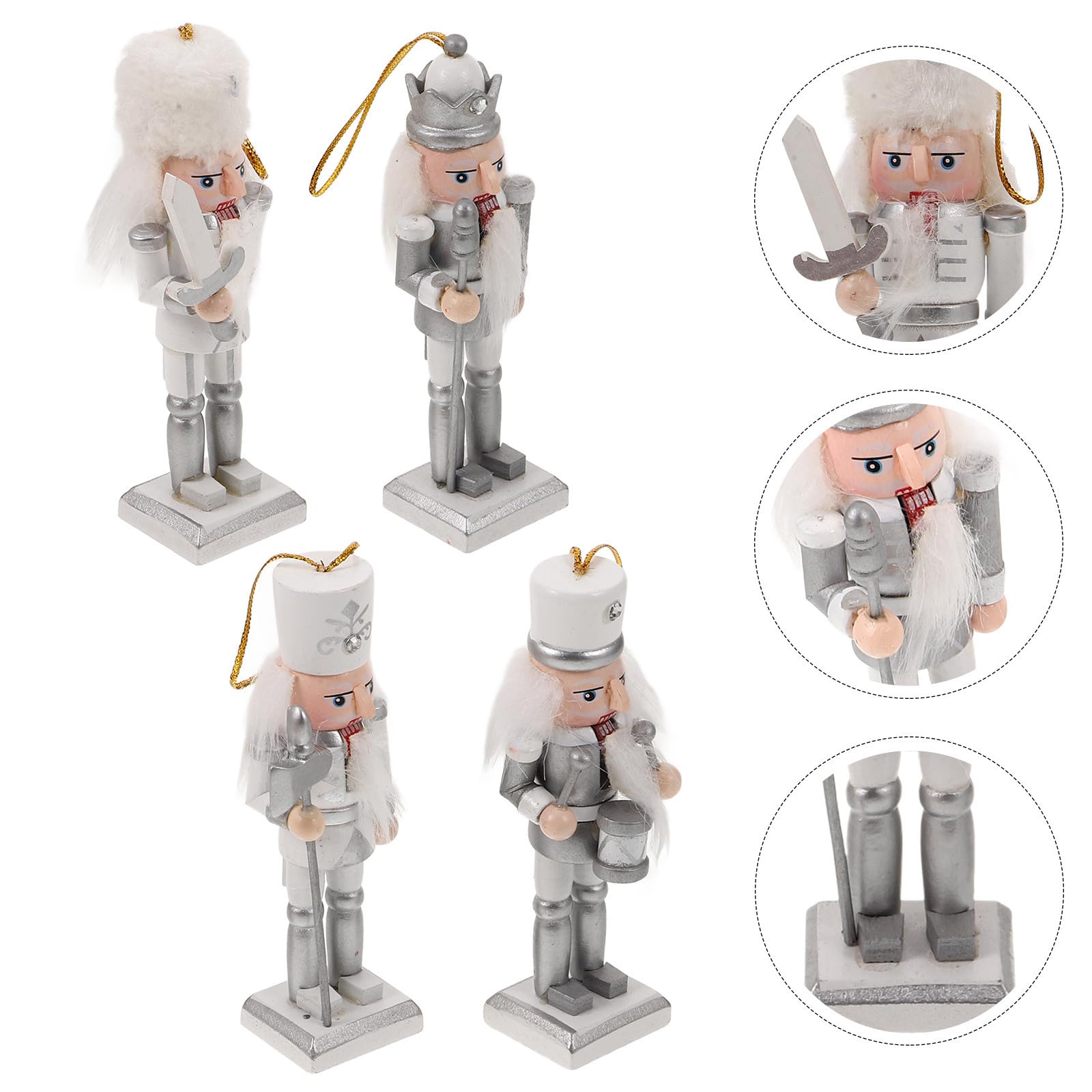 TOYANDONA 3 Piezas Cascanueces de Navidad Figuras 5 Pulgadas Resina Blanco