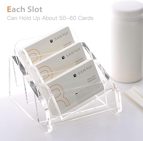 Miniatura 8 de SANRUI Soporte para tarjetas de visita transparente inclinado para escritorio, pantalla horizontal de acrílico para tarjetas de visita, organizador