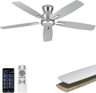 Ohniyou 52'' Low Profile Ceiling Fan No Light, for Indoor/Covered Outdoor