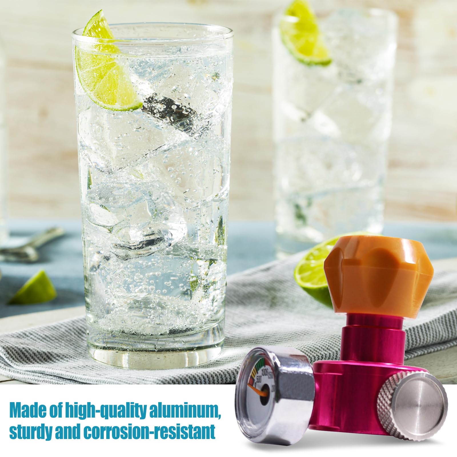 Adattatore rapido CO2 per acqua gassata, compatibile con Sodastream Duo/Terra/Art, adattatore per trasferimento bottiglie di CO2 con manometro da 2000 psi