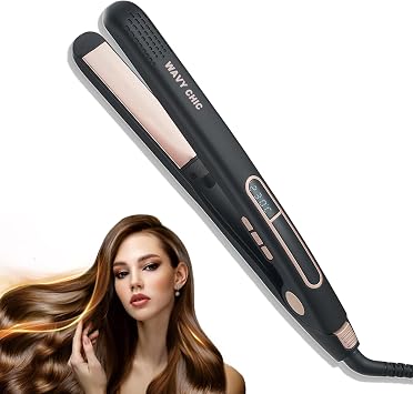 WavyChic Ionic Hair Straighteners for Women, 2 in 1 Straightener and Curler | LED Display & Adjustable Temp, Anti-Frizz Negative Ion Tech, 30S Rapid Heat, 2m 360 Swivel Cord for Salon Smooth Shine