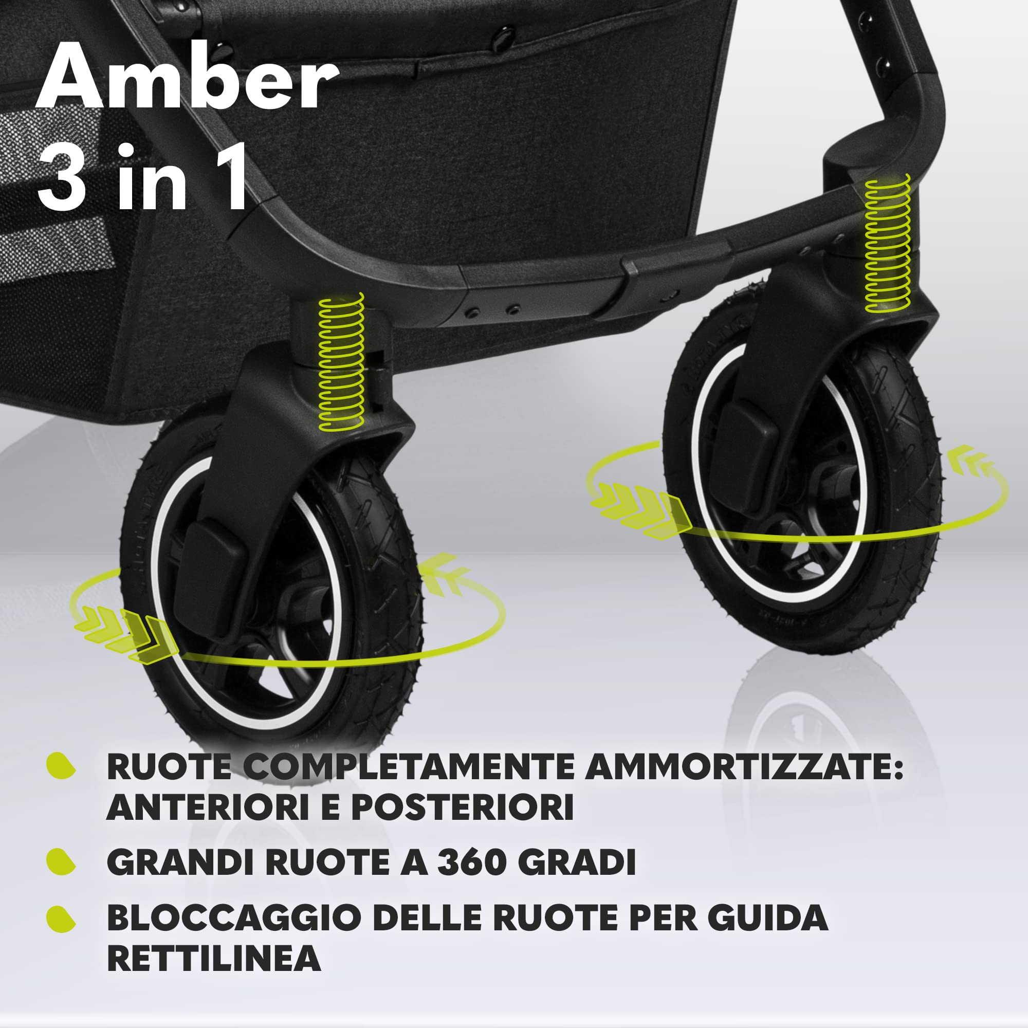 LIONELO Amber Passeggino Trio 0-22 kg Passeggino set 3-in-1: Passeggino + Navicella + Ovetto per neonato e bambini 0 fino a 48 mesi o 22 kg Regolabile e pieghevole, Ruote grandi, Cappotina XXL | Passeggino Per bambini Fino a 22 kg con Navicella e Ovetto,