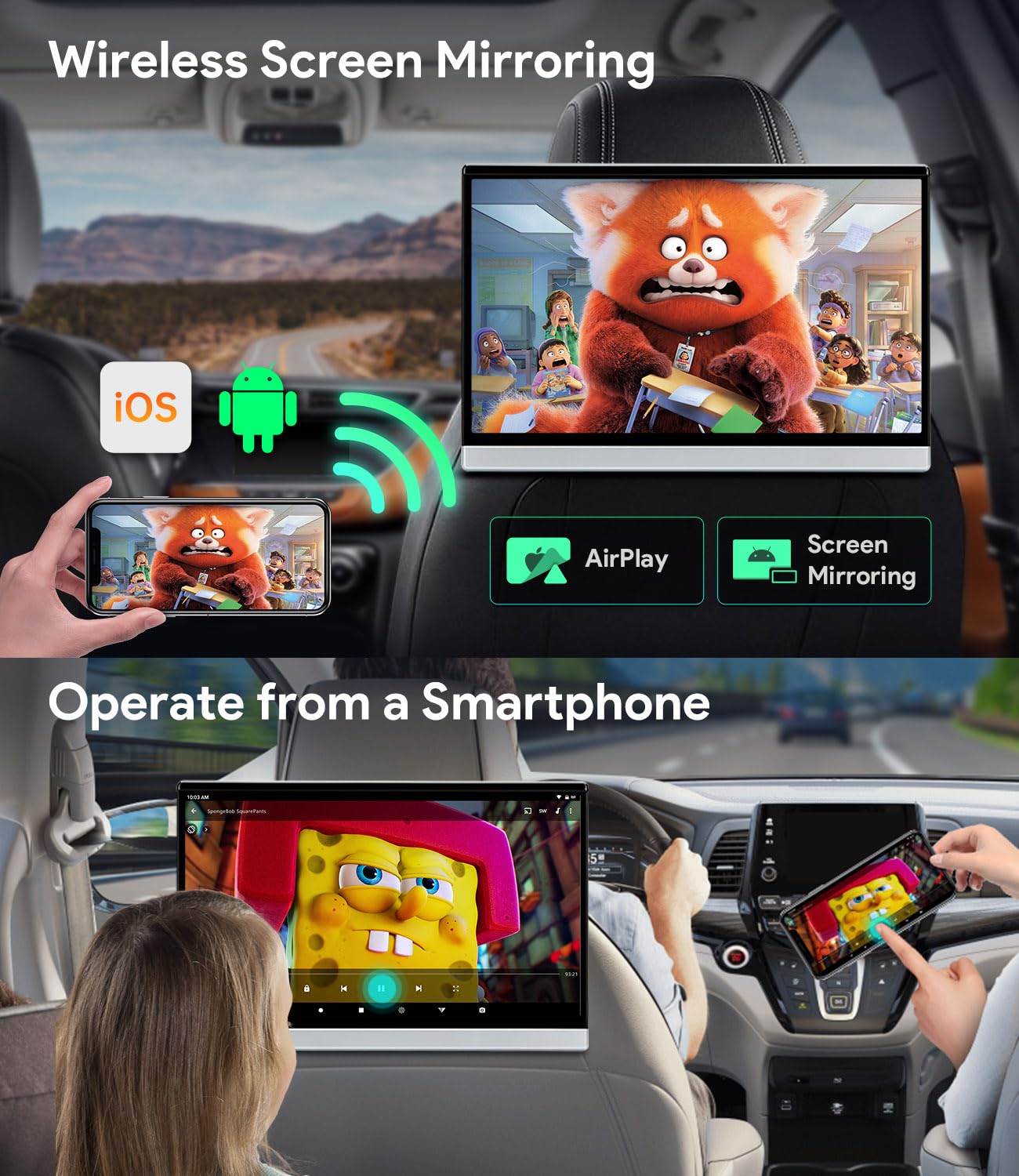 XTRONS 13,3 Zoll Rücksitz Android 2GB 32GB Auto TV Kopfstütze Monitor Tablet FHD IPS 1920 * 1080 Bildschirm mit HD RCA Eingang Gegenseitige Steuerung Zwei Lautsprecher Inklusive Kopfhörer