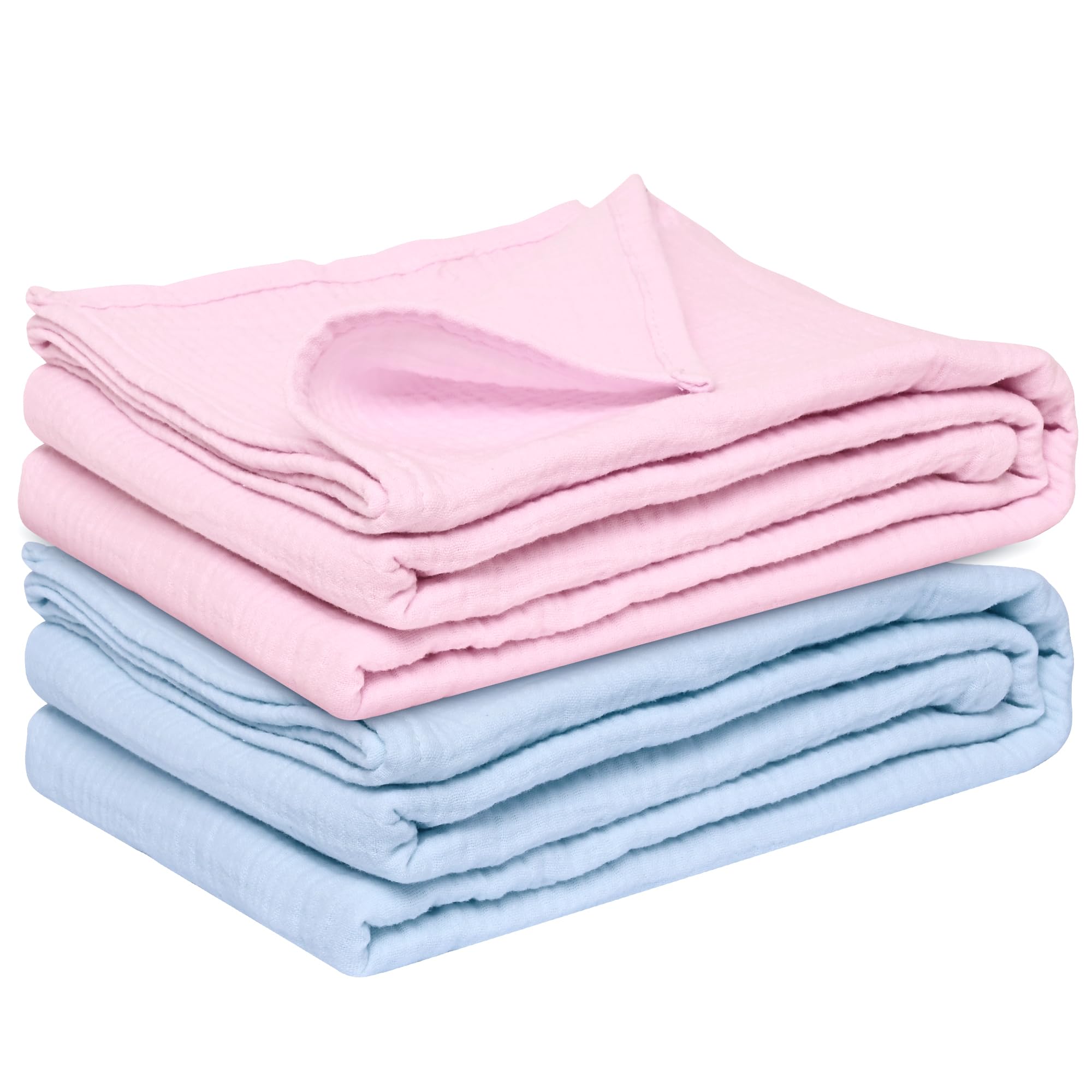 Baby Muslin Throw Blankets, 100% Organic Cotton Toddlers Swaddle Blankets, 40" x 40" Newborn Receiving Blankets,Kids Bed Couch Throw Blanket for Boys & Girls,Light Weighted,Cozy Soft and Skin-Friendly
