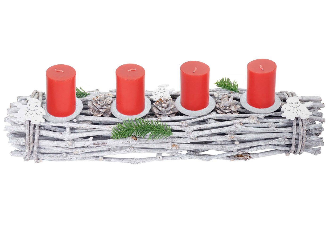 Mendler Adventskranz-AM länglich - mit Kerzen, rot