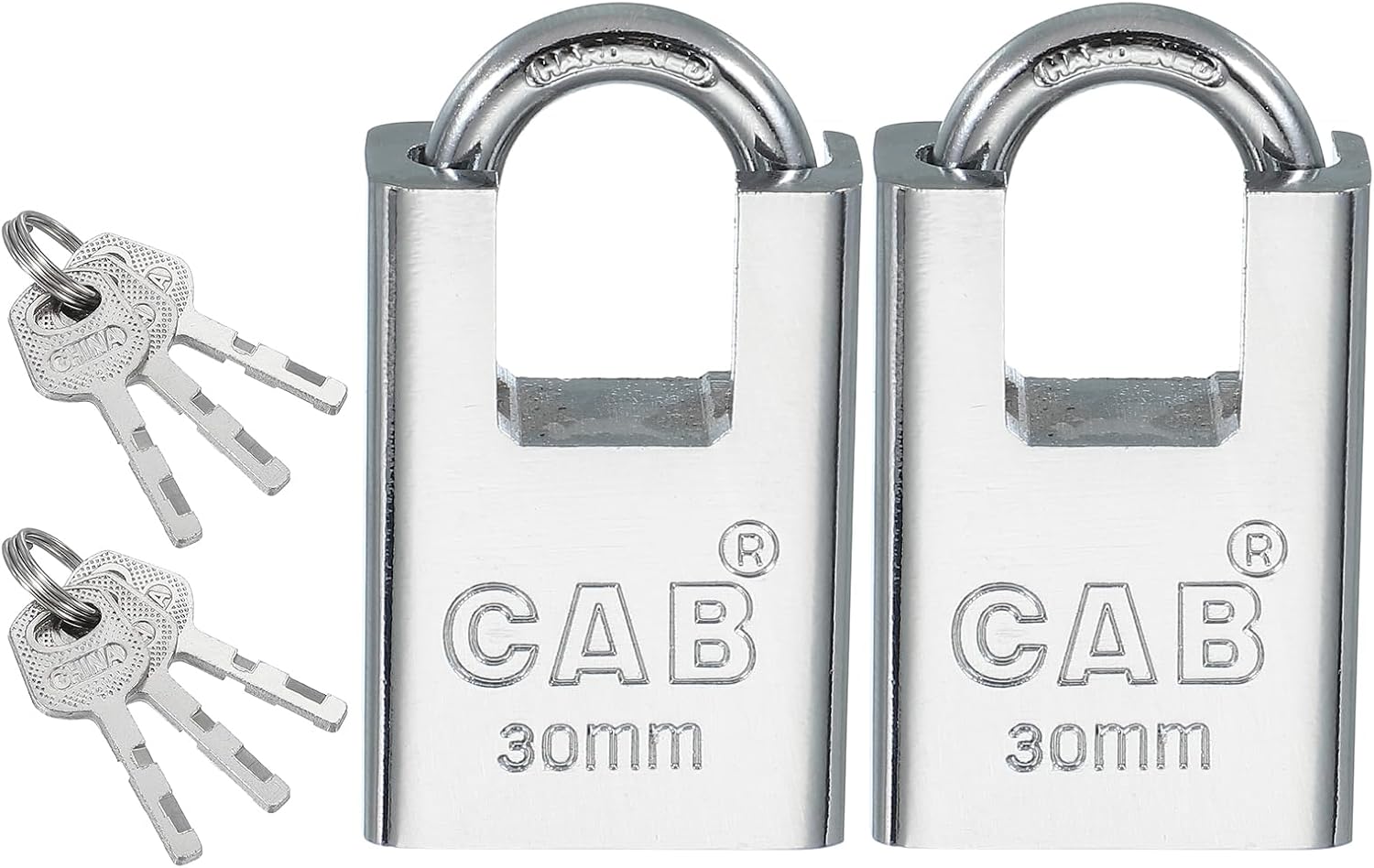 PATIKIL Stainless Steel Padlocks 30mm (1-3/16"), 2 Pcs High-Security Padlock Keyed Different Shrouded Pad Lock Harden Shackle with Keys for Indoor Outdoor, Silver