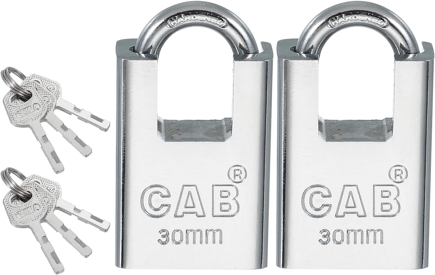 PATIKIL Stainless Steel Padlocks 30mm (1-3/16"), 2 Pcs High-Security Padlock Keyed Different Shrouded Pad Lock Harden Shackle with Keys for Indoor Outdoor, Silver