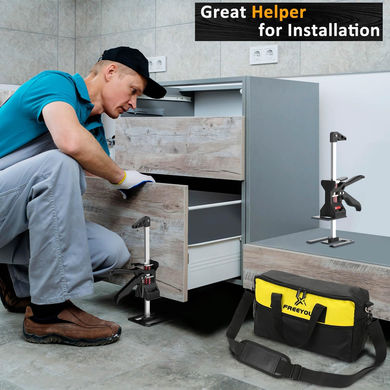 Labor Saving Arm Jack(2 Pcs),Height Lifting Device with Portable Bag,Suitable for Door & Window Lifting,Drywall,Tables Lifts etc(13inch)