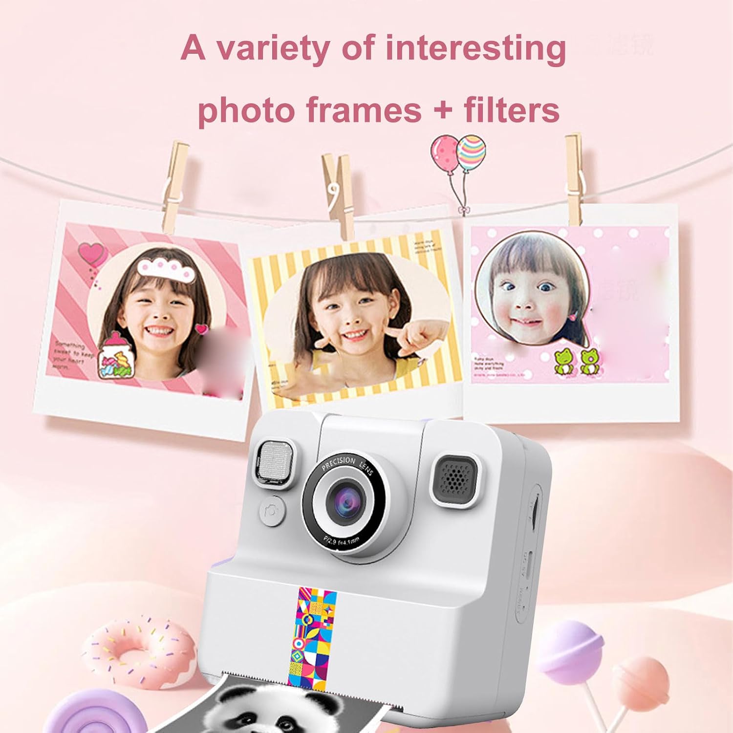 Yoidesu Kids Instant Camera, 1080P Thermal Printing Camera with 2.4 Inch Screen and Flip Lens, Portable Instant Print for Children Birthday Gift