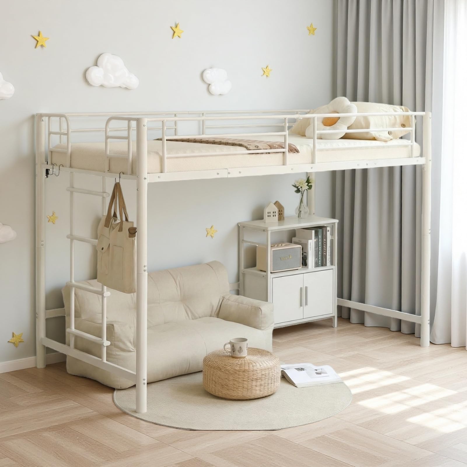 【高さ140cm】ロフトベッド パイプベッド シングル 耐荷重150 WHITE 楽天市場】ロフトベッド パイプ シングル 高さ140cm 耐荷重150kg