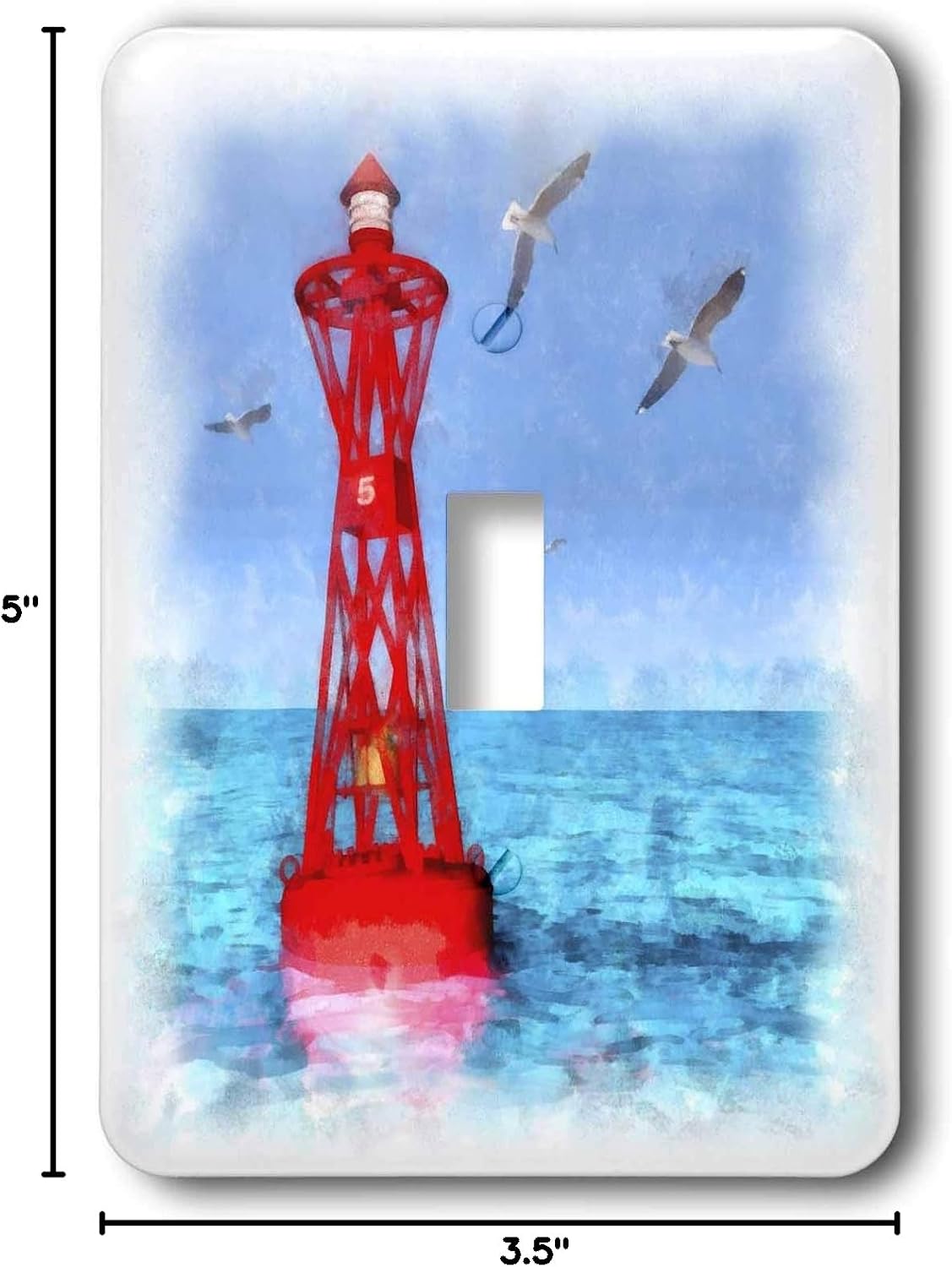 3dRose LLC lsp_40571_1 Red Buoy and Seagulls Single Toggle Switch