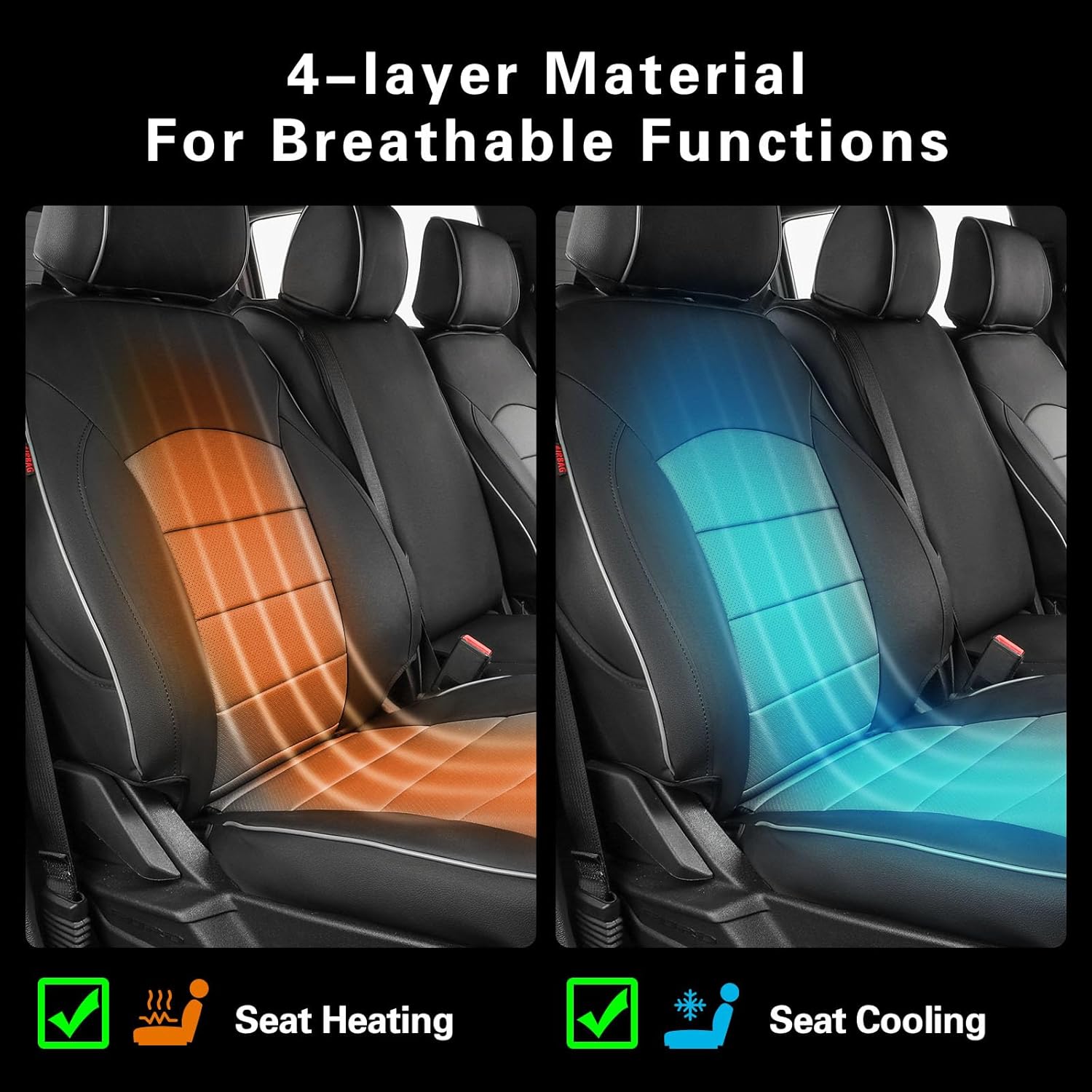 EKR F250 Seat Covers Custom Fit for (SuperCab ONLY) Ford F-250/350 XL/XLT 2023-2026 & F-250/350 Lariat 2023-2024,Full Set,2DR Rear W/NO Armrest -Faux Leather(Black/Gray)