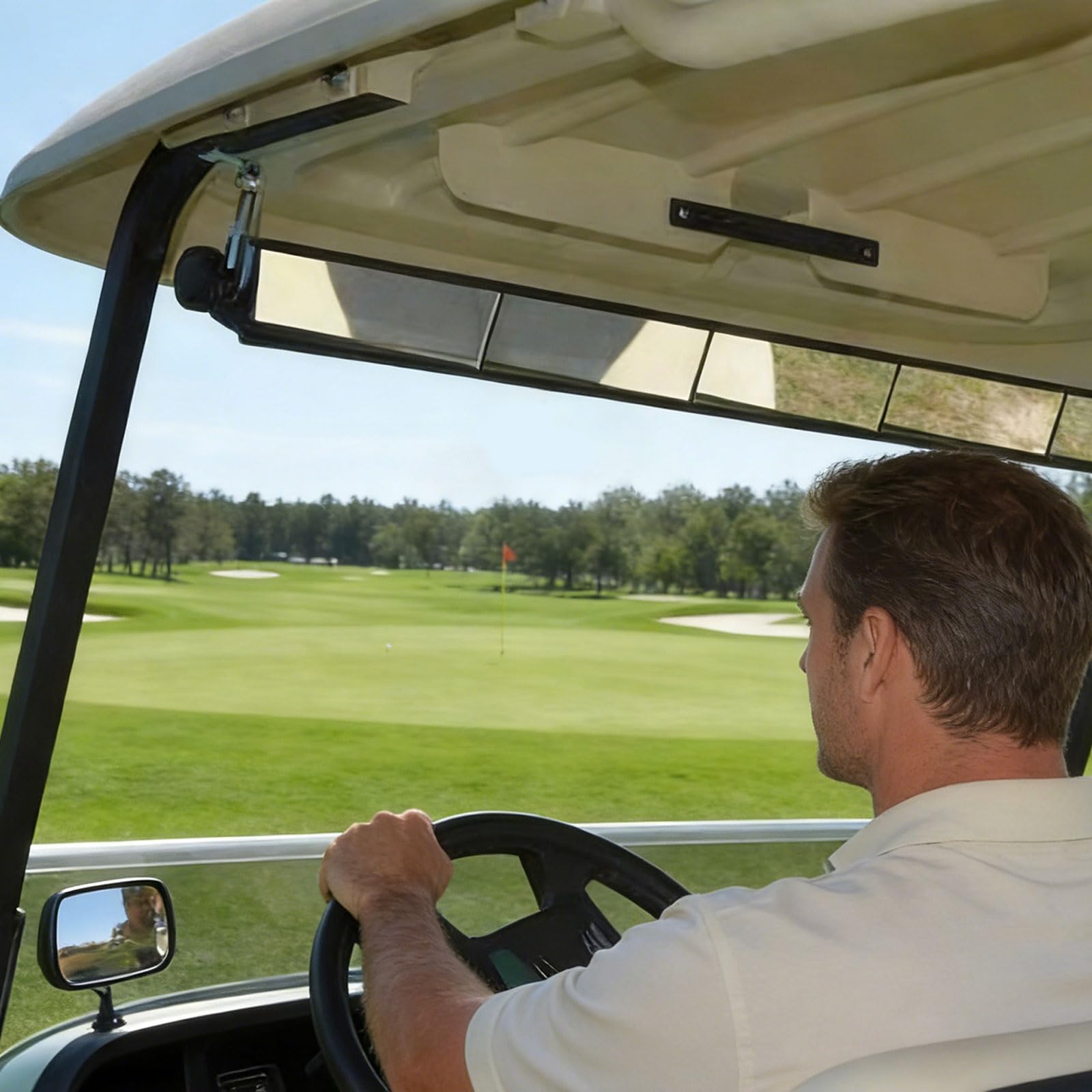 Voiturette de golf à 4 panneaux réglable pour différents modèles avec antireflet et large champ de vision en verre